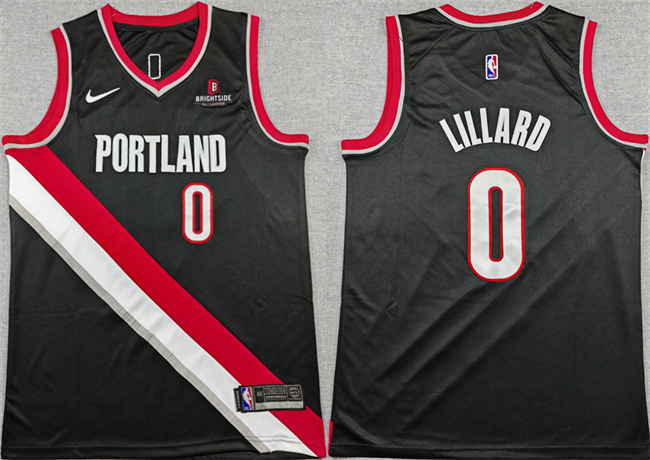 Men's Portland Trail Blazers #0 Damian Lillard Black Icon Edition Stitched Basketball Jersey